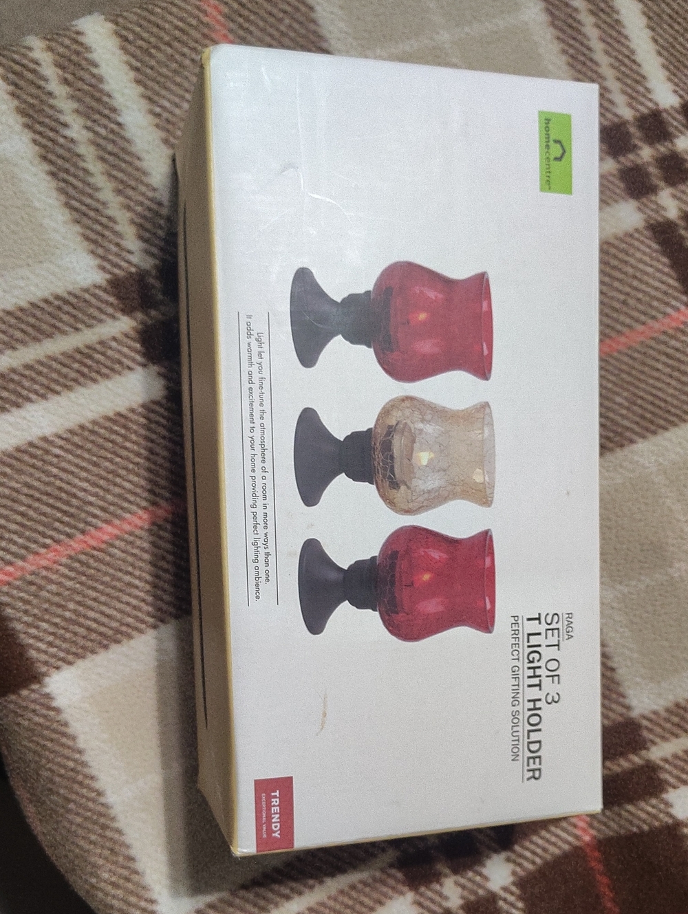 Home Essentials Red and Gold Glass Tea Light Holder Set by